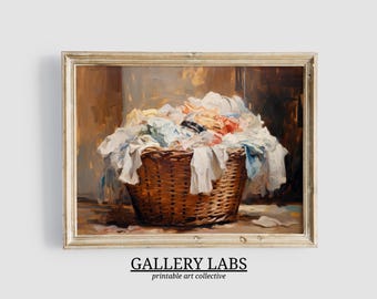 Laundry Room Painting • Vintage Laundry Basket Art (Digital Download)