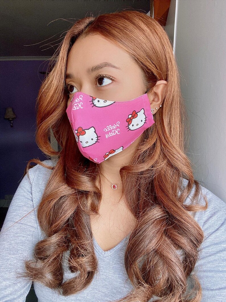 Hello Kitty Face Masks Two Pink designs. Three sizes Adult Etsy