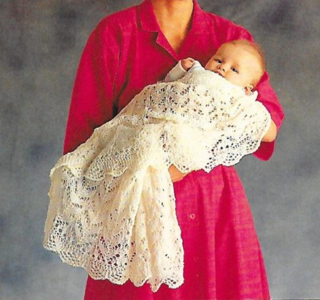 PRINTOUT Easy Knitting Pattern Baby Blanket Beautiful Vintage Lace