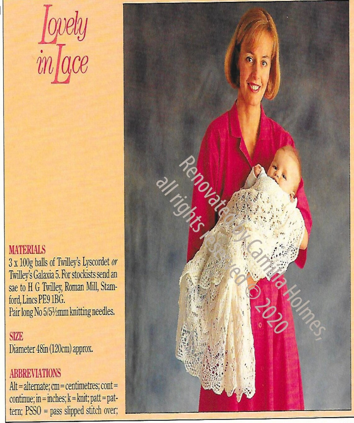 PRINTOUT Easy Knitting Pattern Baby Blanket Beautiful Vintage Lace