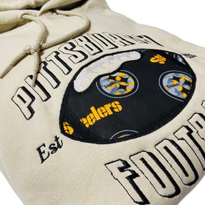 Pittsburgh Football sweatshirt, Football hoodie, Embroidered Football Crewneck, Football fan gift, (made with licensed Steelers Fabric)