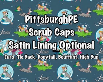 Scrub cap Ponytail, Bouffant, Euro, Tie Back, High Bun Satin Lining Option