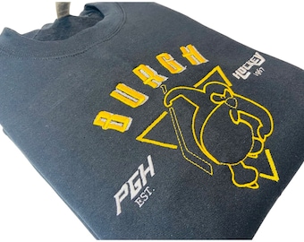 Pittsburgh Hockey sweatshirt, Hockey hoodie, Embroidered Ice Hockey Crewneck, Hockey fan gift