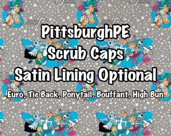 Scrub cap, Ponytail, Bouffant, Euro, Tie Back, High Bun Satin Lining Option