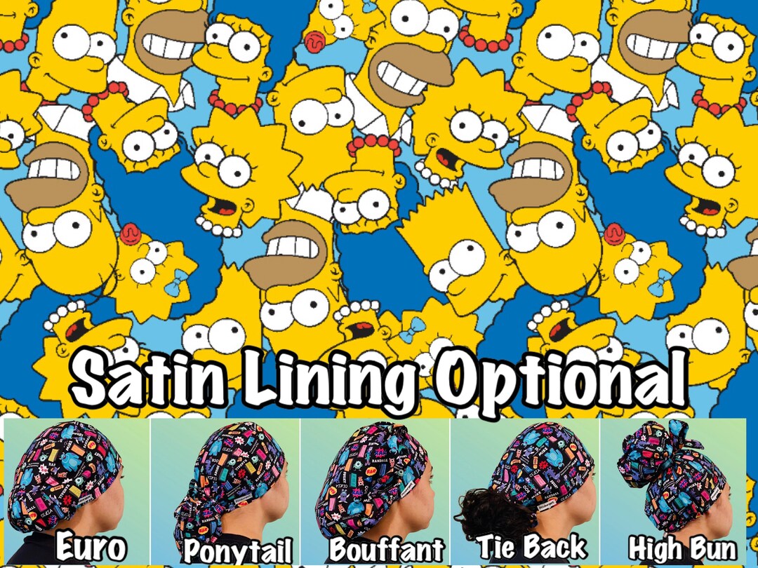 Scrub Cap With Satin Lining, Ponytail, Euro, High Bun, Bouffant, Mens