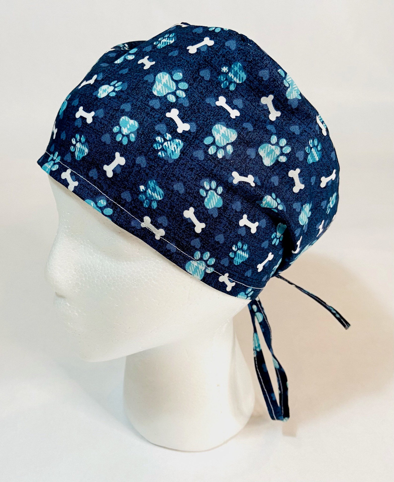 Paw print scrub cap Dog lover Scrub Cap Tie back Surgical Etsy