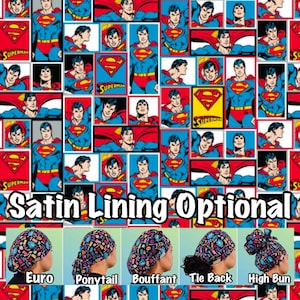 Super. Hero Scrub cap, comic book ponytail, euro, high bun, bouffant, men’s surgical tie back, adjustable long hair medical hat Satin lined
