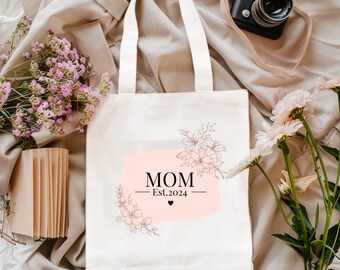 Bolso de mano floral para mamá a medida, elegante bolso de algodón, vida de mamá, regalo del Día de las Madres, regalo para mamá, regalo para ella, nueva mamá