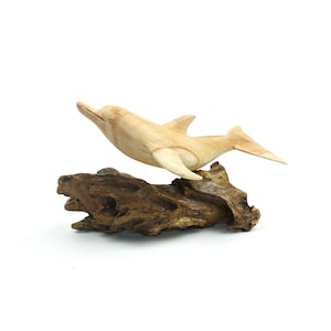 Wooden Dolphin Sculpture, Personalized Statue, Marine Life, Wood Carving, Rustic, Art, Figurine, Sea, Home Deco, Handmade Gift for Valentine