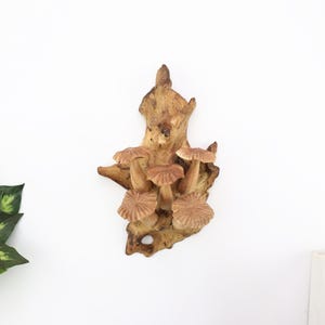 Hand Carved Wood Chanterelle Wall Art, Natural Mushroom Cluster Sculpture, Botanical Fungi Decor, Unique Wood Carving, Nature Lover Gift