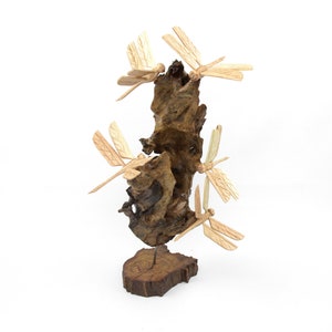 Wooden Dragonfly Figurine , Wooden Figurine, Wood Carving, Hand Carved Statue, Summer, Family Deco, Handmade Gift Valentine, Couple Gift