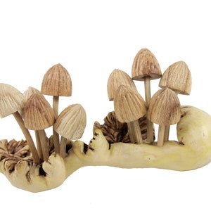 Wooden Mushroom Statue, Unique Shape, Forest Mushroom, Thanksgiving Decor, Tropical Deco, Garden Nature Deco, Handmade Gift For Valentine