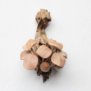 Mushroom Wall Deco, Fairy, Garden, Figurine, Wood Carving, Sculpture, Statue, Ornament, Mushroom Lover, Gift For Her, Valentine Day Gift