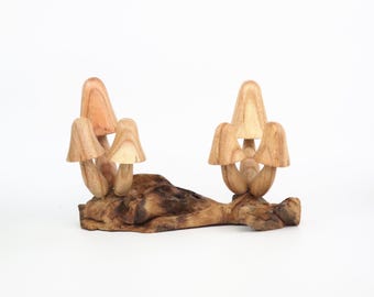 Mushroom Decor Wooden Sculpture, Driftwood Decor Art, Cottagecore Woodland Decor, Rustic Home Decor, Handmade Nature Display