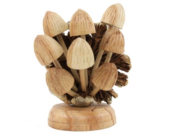 Handmade Wooden Mushroom, Wood Small Sculpture, Table Top Deco, Hand-Carved, Wood Carving, Forest, Garden, Home deco, Handmade Gift For Mom