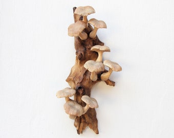 Wall Hanging Wooden Mushroom Deco, Mushroom Wall Art, Handcrafted Wall Hanging, Rustic Nature-inspired Art, Unique Gift, Mothers Day Gift.