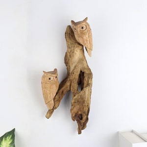 Handmade Wooden Owl Wall Art | Rustic Woodland Decor | Couple Owls | Nature-Inspired Home Accent| Unique Home Decoration | Special Valentine