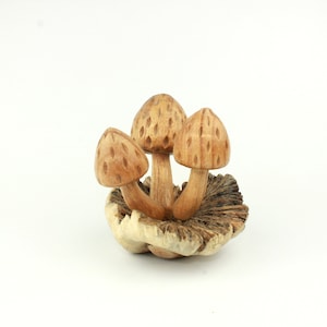 Wooden Mushroom Figurine, Forest Art, Personalized Statue, Natural, Ornament, Floral, Tropical Deco, Handmade Deco, Gift for Valentine Day