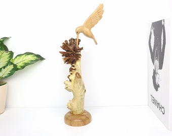 Wooden Hummingbird Sculpture, Nature, Wood Carving, Personalized Statue, Art,  Figurine, Home Deco, Table Top, Handmade Gift for Valentine