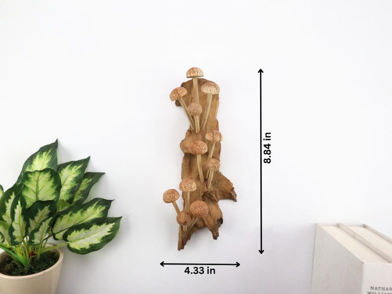 Hand-Carved Wooden Mushroom Wall Art | Driftwood Wall Decor | Rustic Cottagecore Decor | Woodland Fairycore Art | Christmas Gift Idea image 10