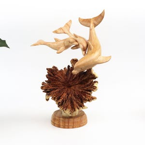 Handmade Wooden Dolphin Family Sculpture - Driftwood Ocean Art - Nautical Decor - Marine Life Gift - Coastal Home Accent - Beach Decor