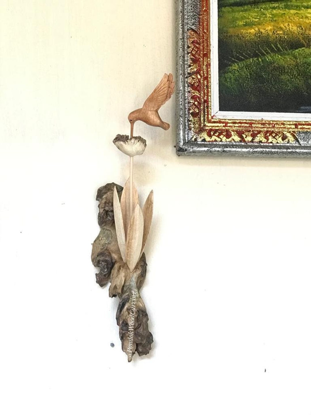 Wooden Hummingbird Wall Decor Hummingbird Feeding on a Etsy