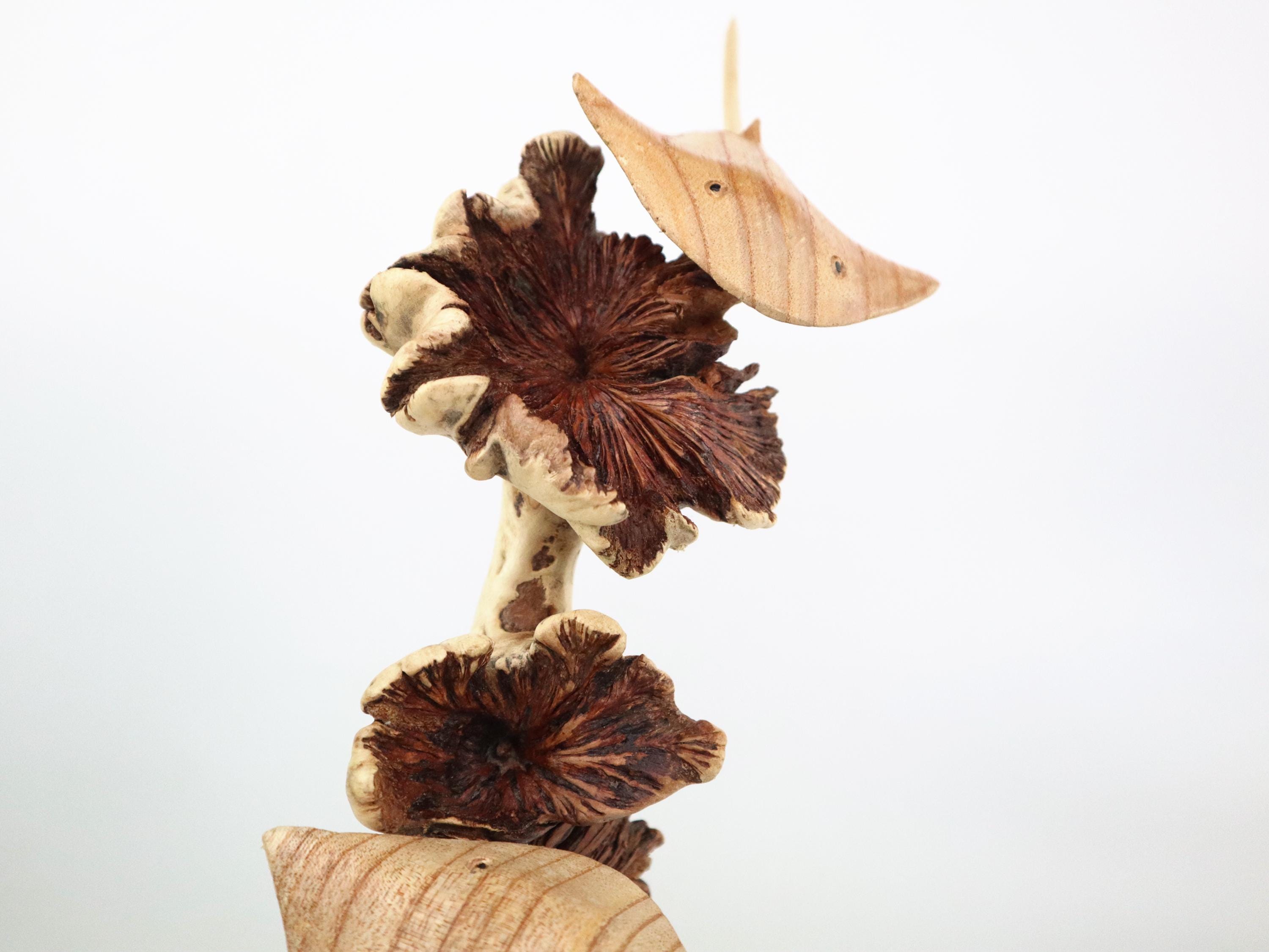 Wooden Stingray Sculpture | Hand Carved Wood Rays on Driftwood Base ...