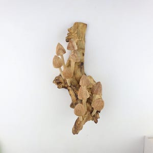 Wooden Mushroom Wall Deco, Wall Hanging Mushroom, Wall Deco Sculpture, Fairy Mushroom, Garden, Wood Carving, Hanging Deco, Valentine Gift
