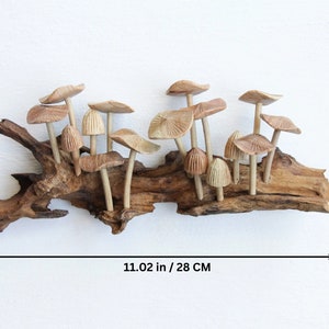 Wooden Mushroom Wall Art, 3d Sculpture Wall Art, Tapestry Wall Hanging, Home Decor Wall Art, Vintage Wall Decor, Handmade Decor,Gift For Her image 2