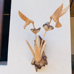 Wooden Hummingbird Wall Deco, Hummingbird Wall Hanging, Wall Art, Yard Art, Garden, Rustic, Hand Carved, Gift for Him, Her, Mothers Day Gift