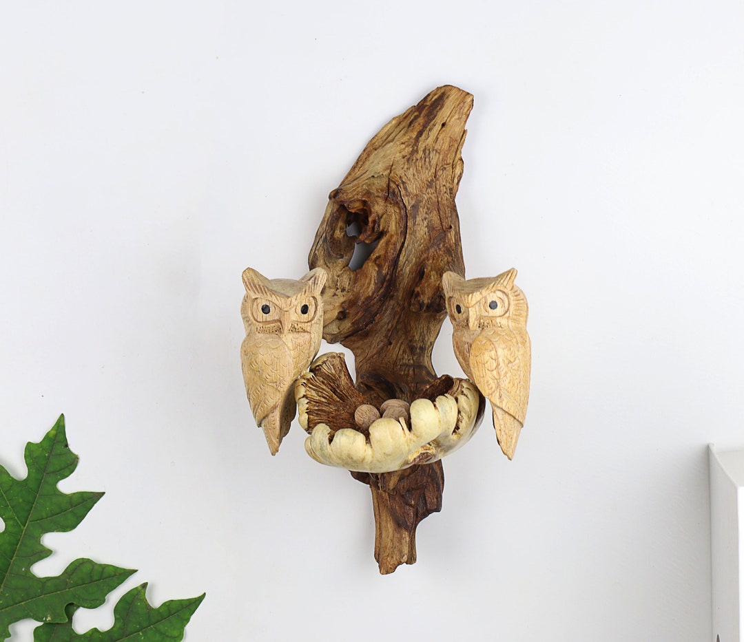 Handmade Wooden Owl Wall Art With Nest | Rustic Woodland Decor | Couple ...