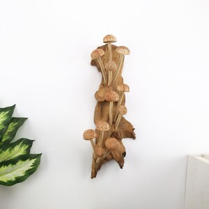 Hand-Carved Wooden Mushroom Wall Art | Driftwood Wall Decor | Rustic Cottagecore Decor | Woodland Fairycore Art | Christmas Gift Idea image 2