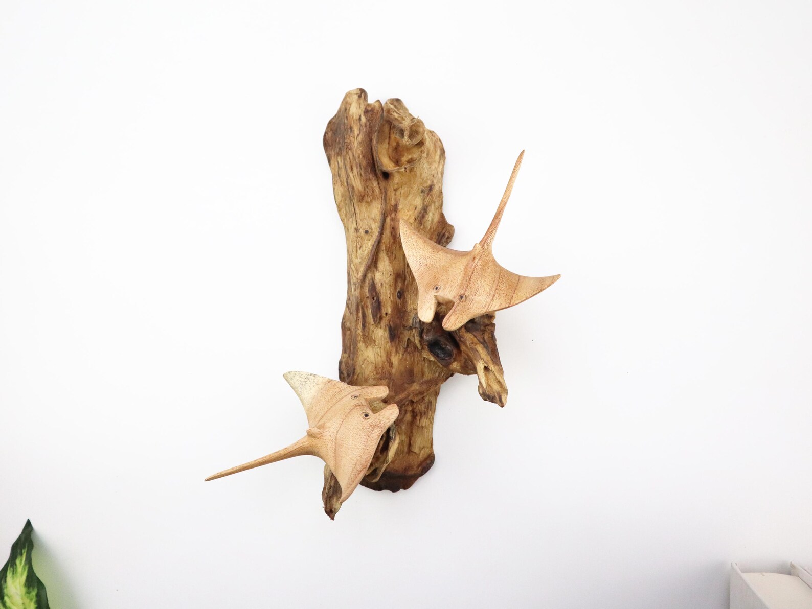 Wooden Manta Ray Wall Art | Hand Carved Wood Rays on Driftwood ...