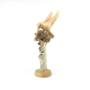 Hummingbird Statue, Ornament Sculpture, Handmade, Figurine, Colibri Statue, Wood Carving, Bird, Animal, Deco, Table Top for Valentine Day