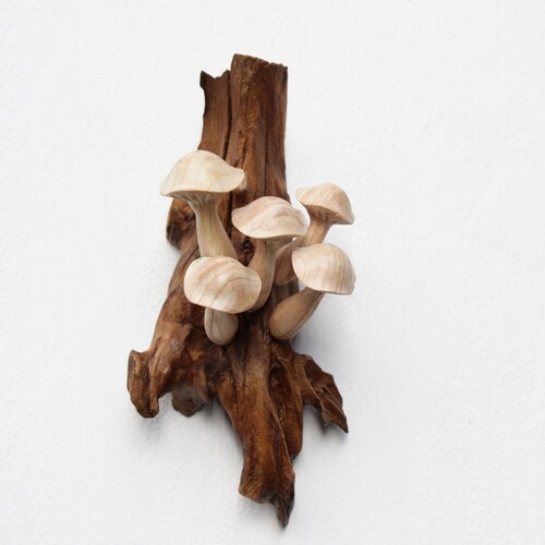 Red Hanging Mushroom Sculpture Wall Art Wood Carving Unique Etsy Canada