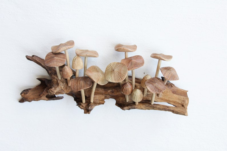 Wooden Mushroom Wall Art, 3d Sculpture Wall Art, Tapestry Wall Hanging, Home Decor Wall Art, Vintage Wall Decor, Handmade Decor,Gift For Her image 6