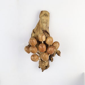 Wooden Mushroom Wall Hanging, Mushroom Figurine, Mushroom Sculpture, Mushroom Ornament, Mushroom Deco, Wall Art Deco, Valentine Day Gifts