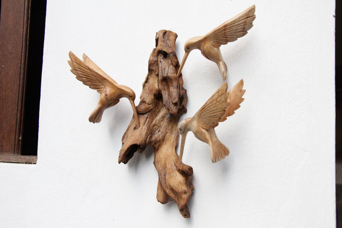 Wooden Hummingbird Wall Decor Animal Wood Carving for Wall Etsy
