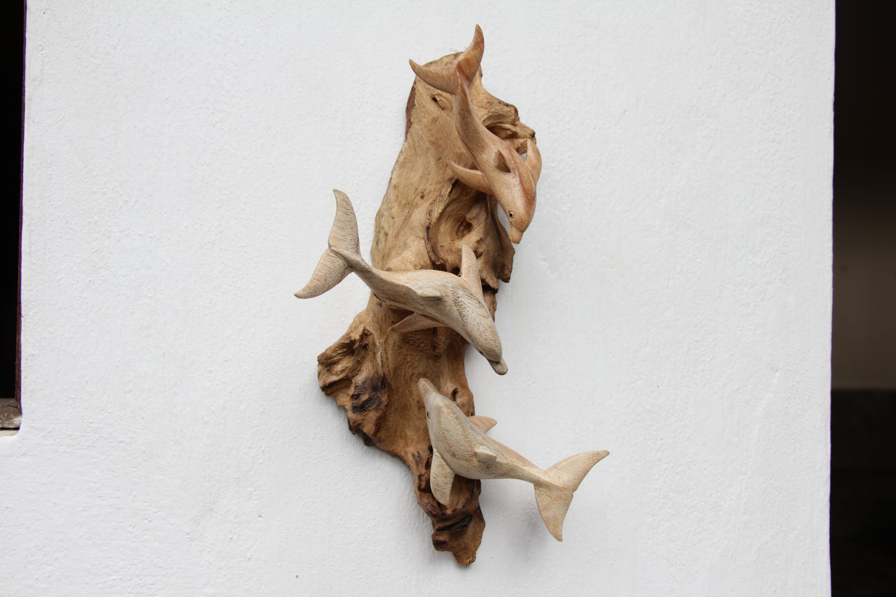 Hand Carved Wood Dolphin Wall Art Wood Ocean Wall Art Wooden Etsy UK
