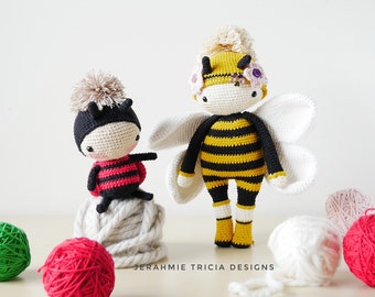 PATTERN DUO: Emilea the Bee and Lala the Lady Bug Amigurumi Crochet Pattern