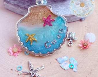 Seashell Pet ID Tag: Resin Dog Tag, Custom Name, Beach Theme
