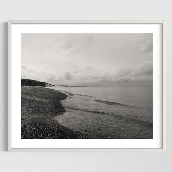 Michigan Photography, Black and White Photography, Landscape Print, Twelvemile Beach, Lake Superior Shore, Unframed Print or Canvas