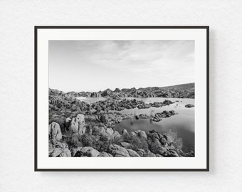 Desert Photography - Phoenix Arizona, Papago Park, Black and White Landscape, Southwest Decor, Unframed Print