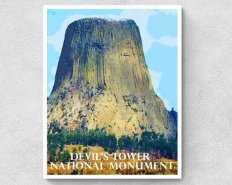 Devils Tower National Monument WPA poster metal tin sign outdoor metal wall art 