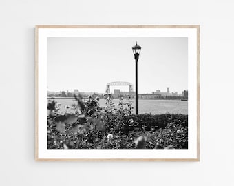 Duluth Lift Bridge Print, Canal Park, Black and White Minnesota Photography, Unframed Picture
