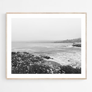 La Jolla Black and White Print, San Diego Photography, California Coastal Art, Unframed Picture