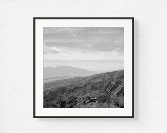 California Desert Photography - Black and White Print, Square Wall Art