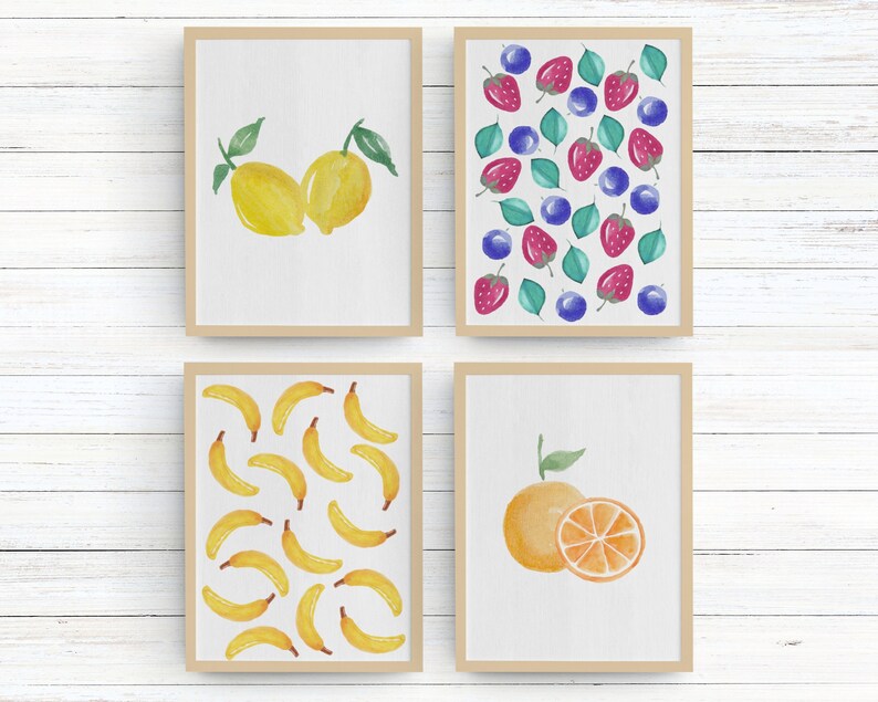 KITCHEN Wall Art FRUIT Print Wall Art SET Digital Print | Etsy