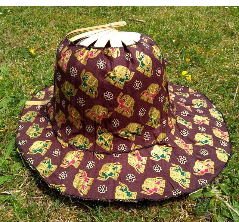 Chocolate Elephants Folding Fan Hat 