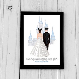 Custom Disney Inspired Wedding Portrait, Personalized Print for Family, Friends, Couples, Wedding Decor, Cards, Gifts, Digital File